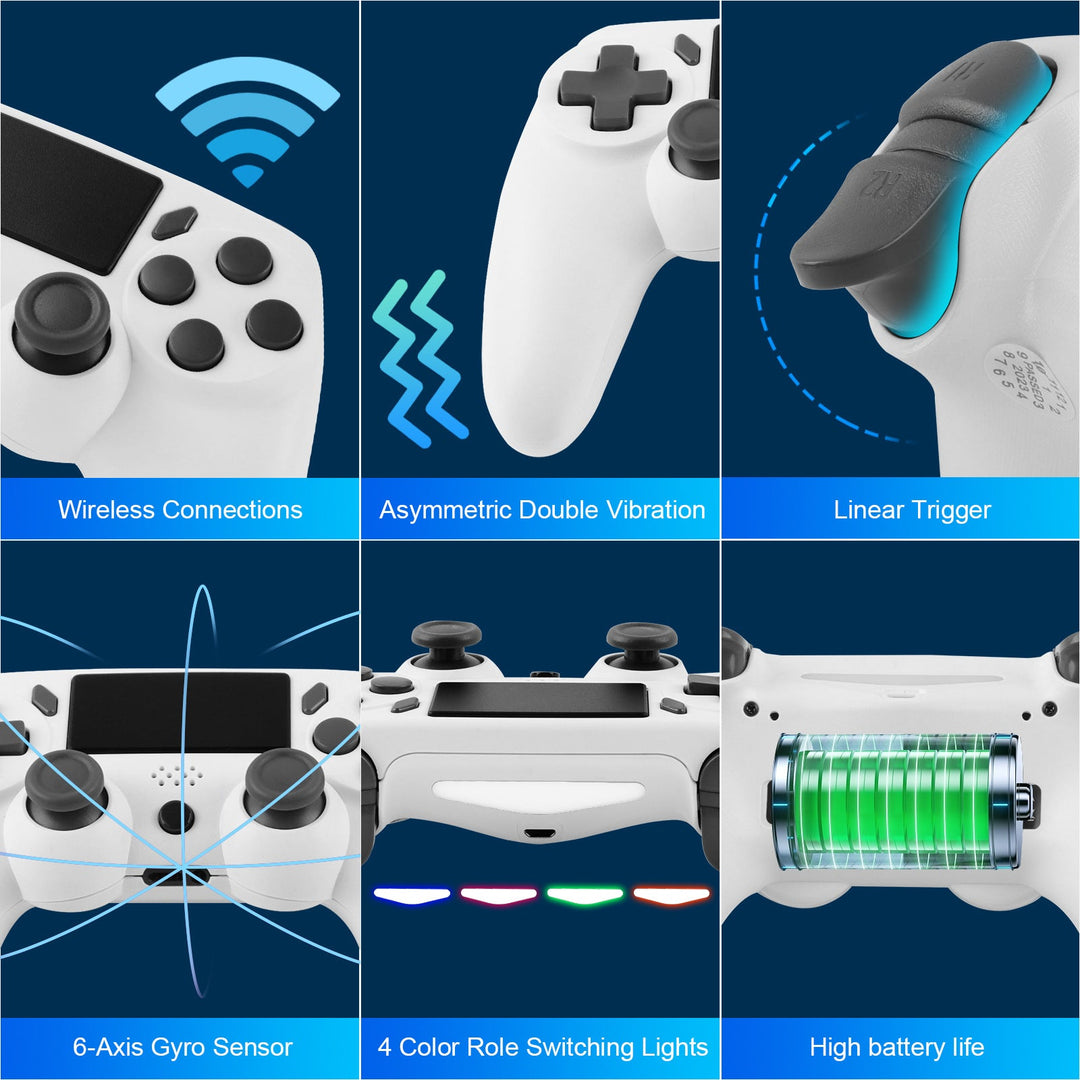 PS4 Game Controller, Six-axis Gyroscope, Dual Vibration Motion Sensing, PC, PS4 Wireless Bluetooth Game Controller