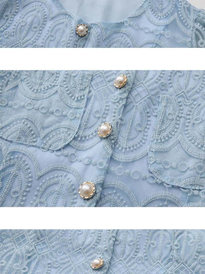 Embroidered Long Sleeve Top and Skirt Set