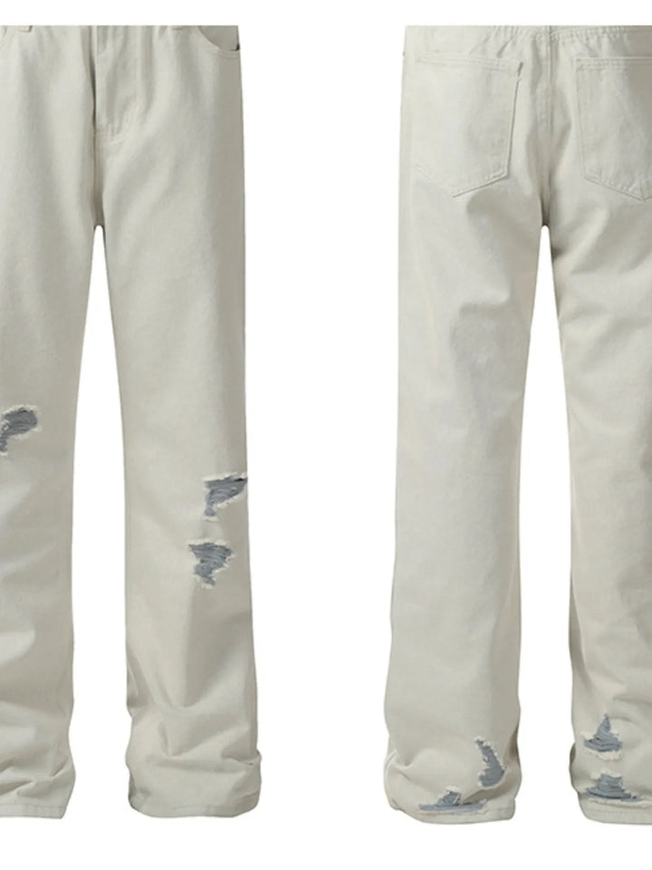 Men's Distressed Wash Straight Leg Jeans