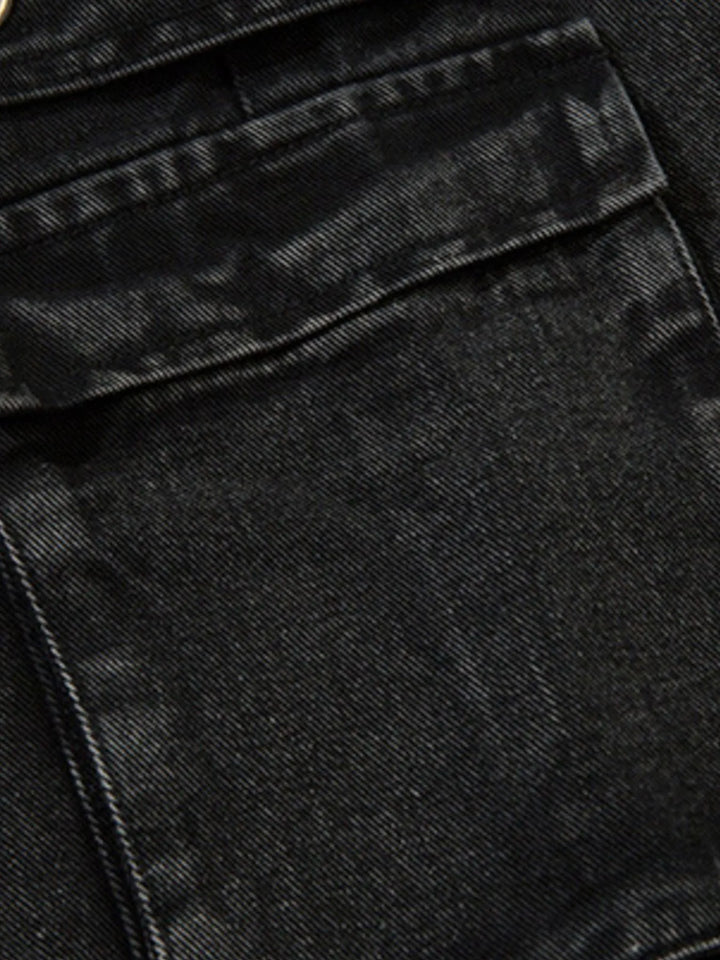 Men's Wide Leg Cargo Denim Jeans with Multi Pockets
