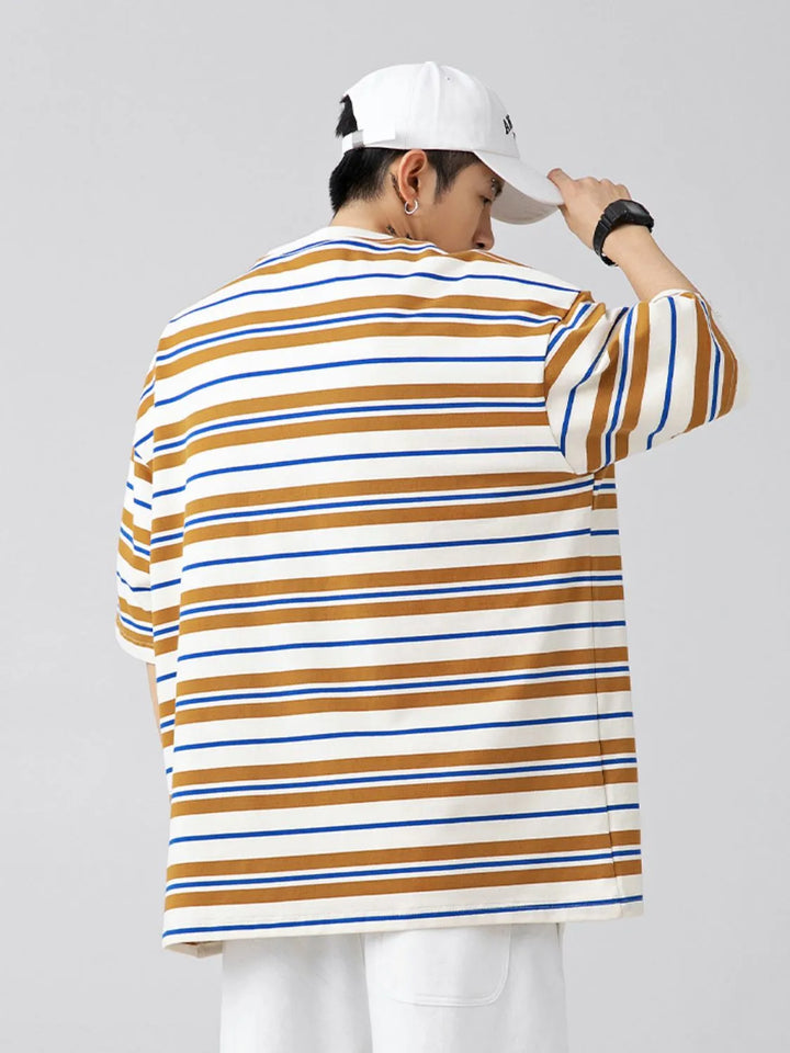 Men's Plus Size Basic style Round Neck Striped T-Shirt