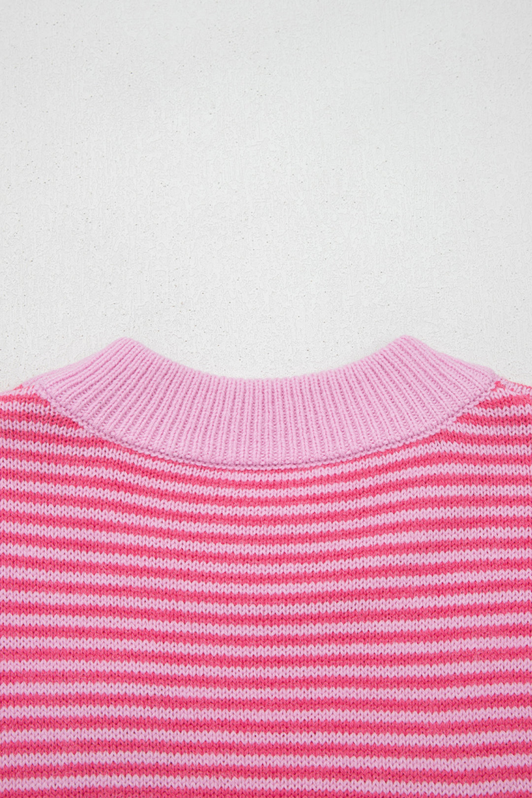 Rose Stripe Contrast Heart Pattern Valentine Knit Sweater