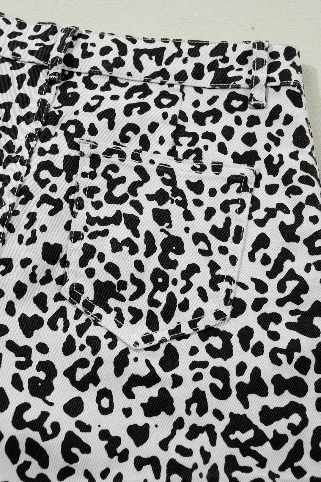 Brown Leopard Print Button Overlap Denim Shorts