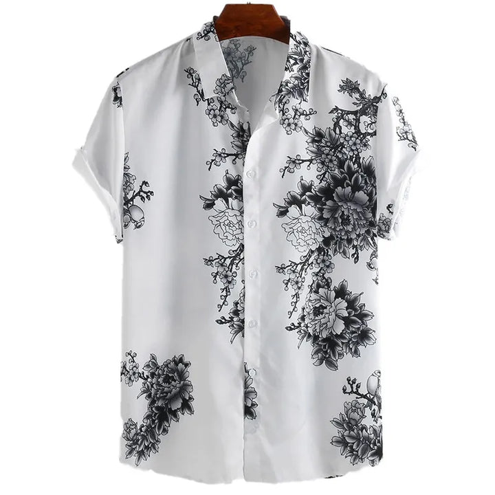 Men's Full Size Printed Short Sleeve Casual Shirt Plus Size