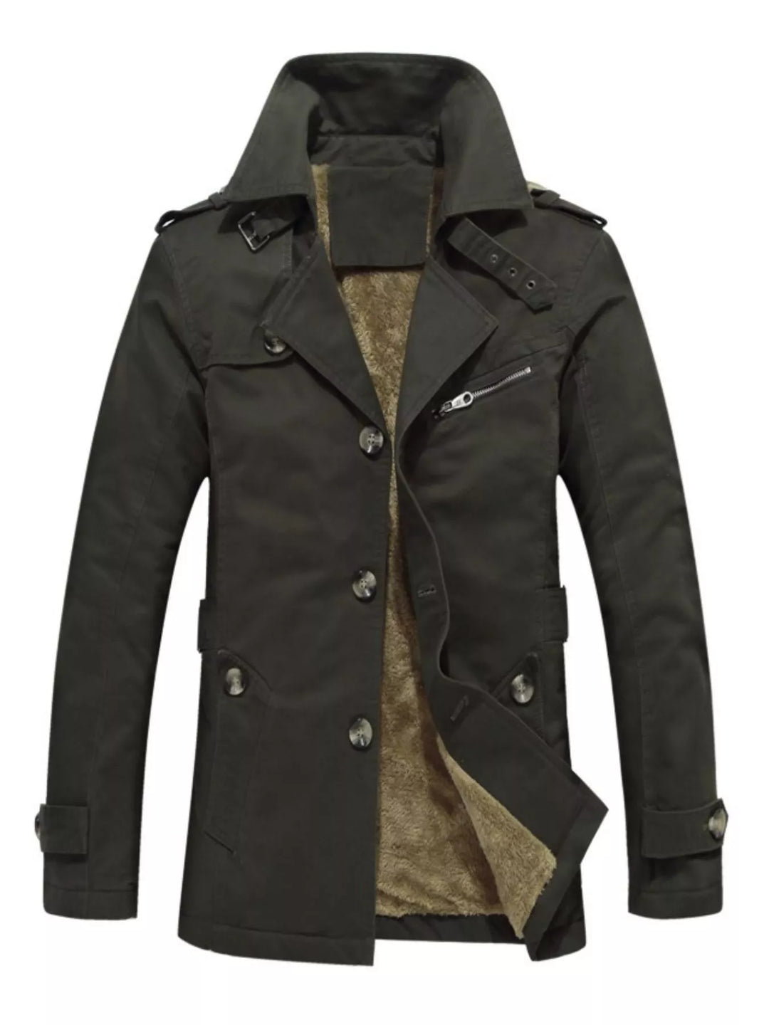 Men's Plus Size Button Up Long Sleeve Coat