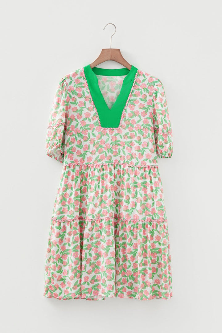 Floral Print Tiered Mini Dress