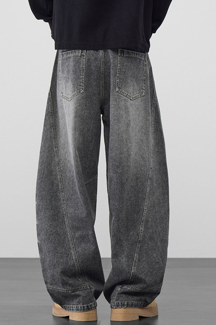 Men's Plus Size Vintage Washed Wide Leg Jeans