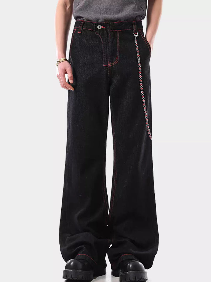 Men's Wide Leg Wash Jeans