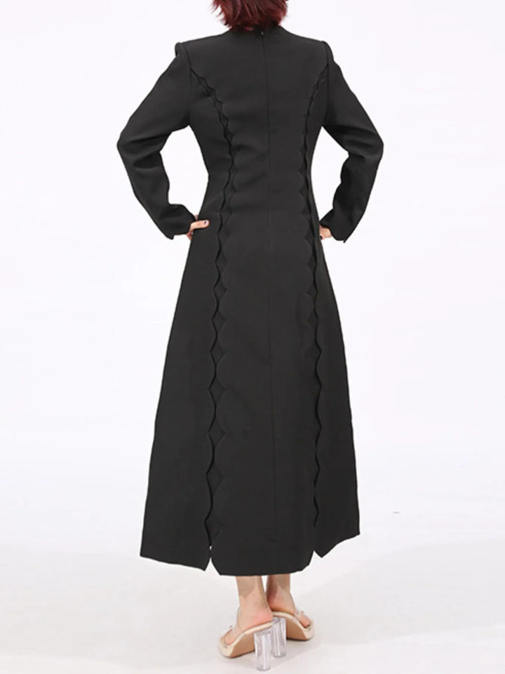 Long Sleeve Bow Front Midi Dress