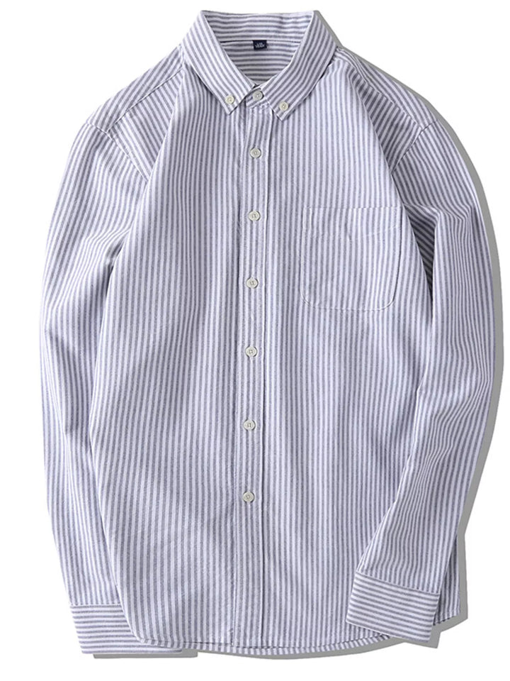Men's Full Size Striped Button-Down Shirt Plus Size