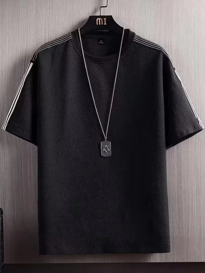 Men's Plus Size Textured Round Neck T-Shirt