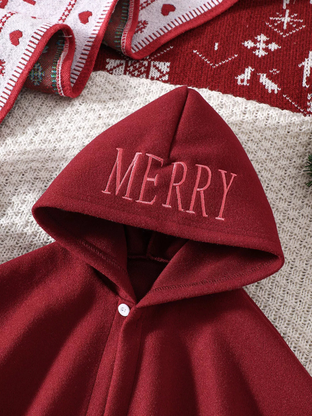 Children's Reindeer Embroidered Christmas Cape Outerwear