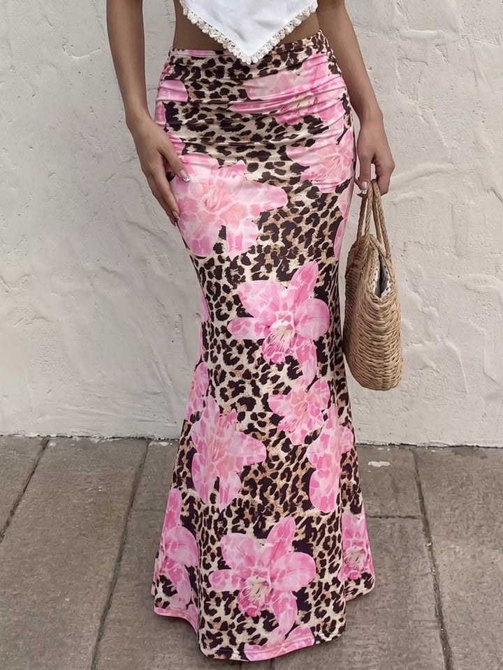 Leopard Print Bodycon Maxi Skirt