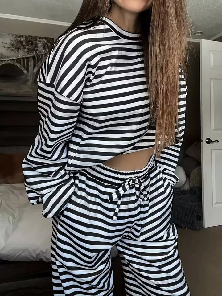 Striped Long Sleeve Top and Pants Set