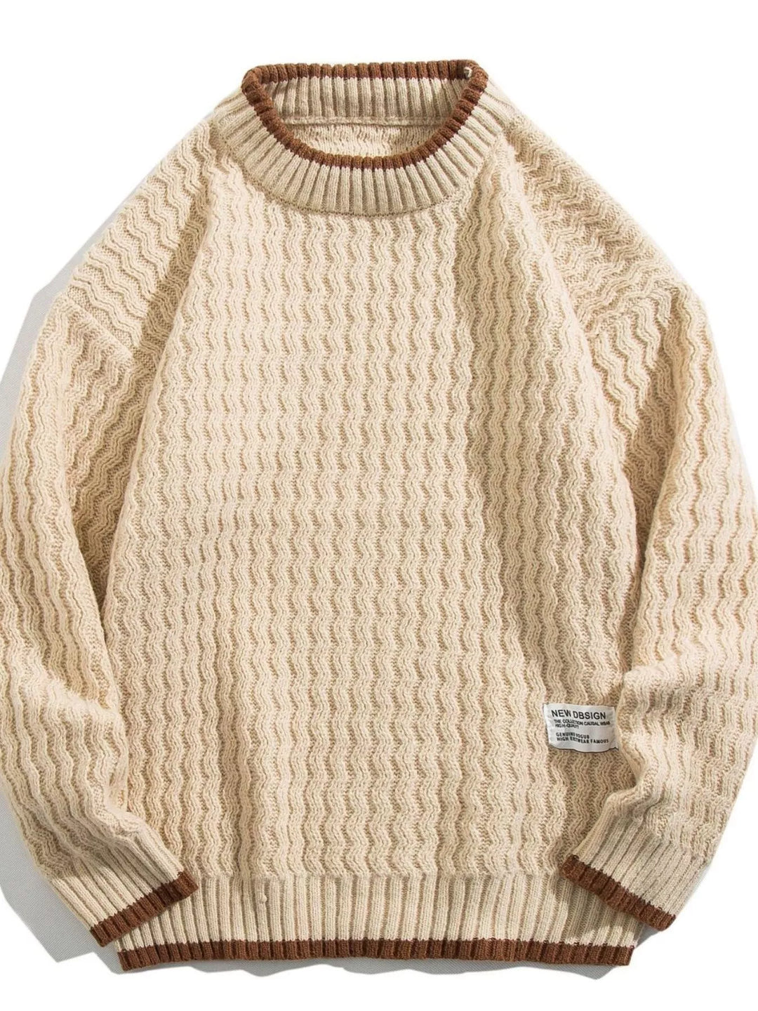 Men's Plus Size Round Neck Textured Knit Sweater