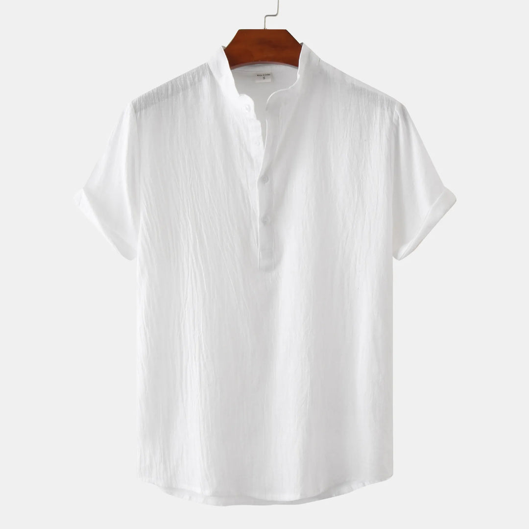 Men's Mandarin Collar Short Sleeve Henley Shirt