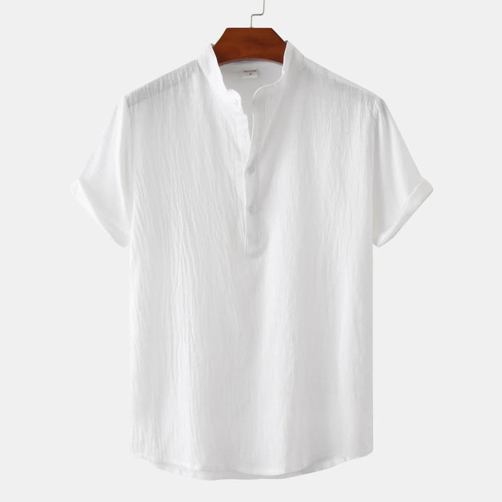 Men's Mandarin Collar Short Sleeve Henley Shirt