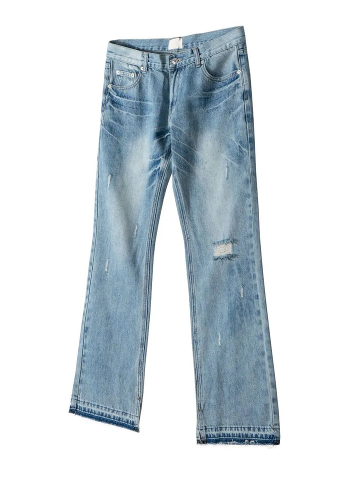 Men's Distressed Raw Hem Jeans