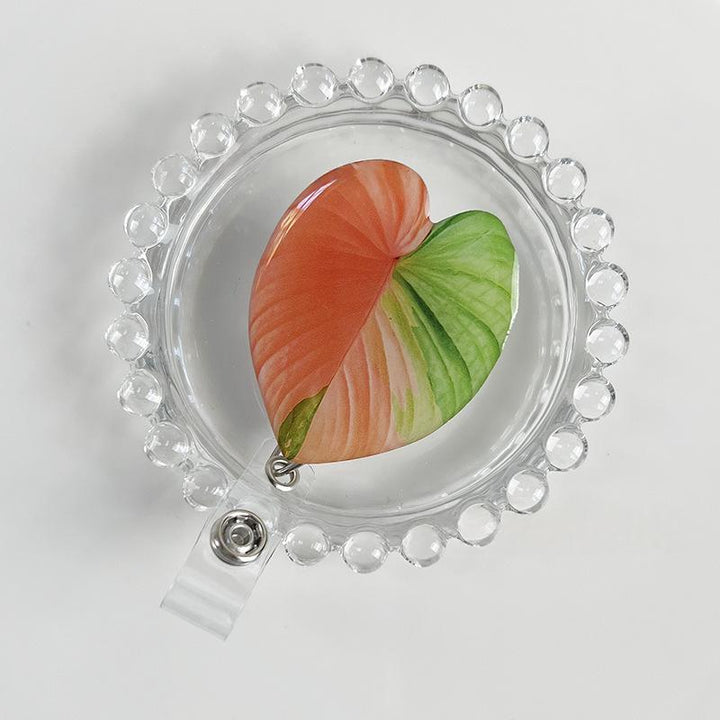 Rotating Leaf Acrylic Epoxy Work ID Badge Employee ID Card Alligator Clip