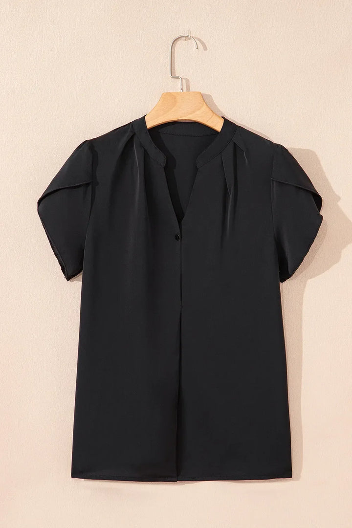 Short Sleeve Notched Blouse