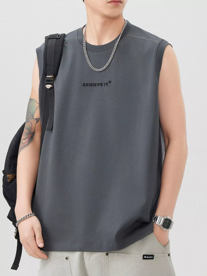 Men's Plus Size Letter Round Neck Tank