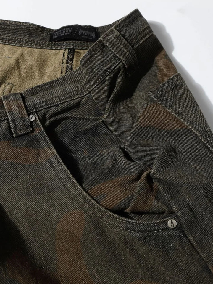 Men's Vintage Camo Cargo Wide Leg Jeans