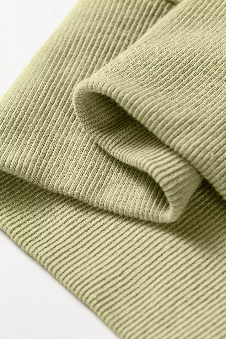 Camouflage Waffle Knit Raw Edge Contrast Trim Oversized Long Sleeve Top