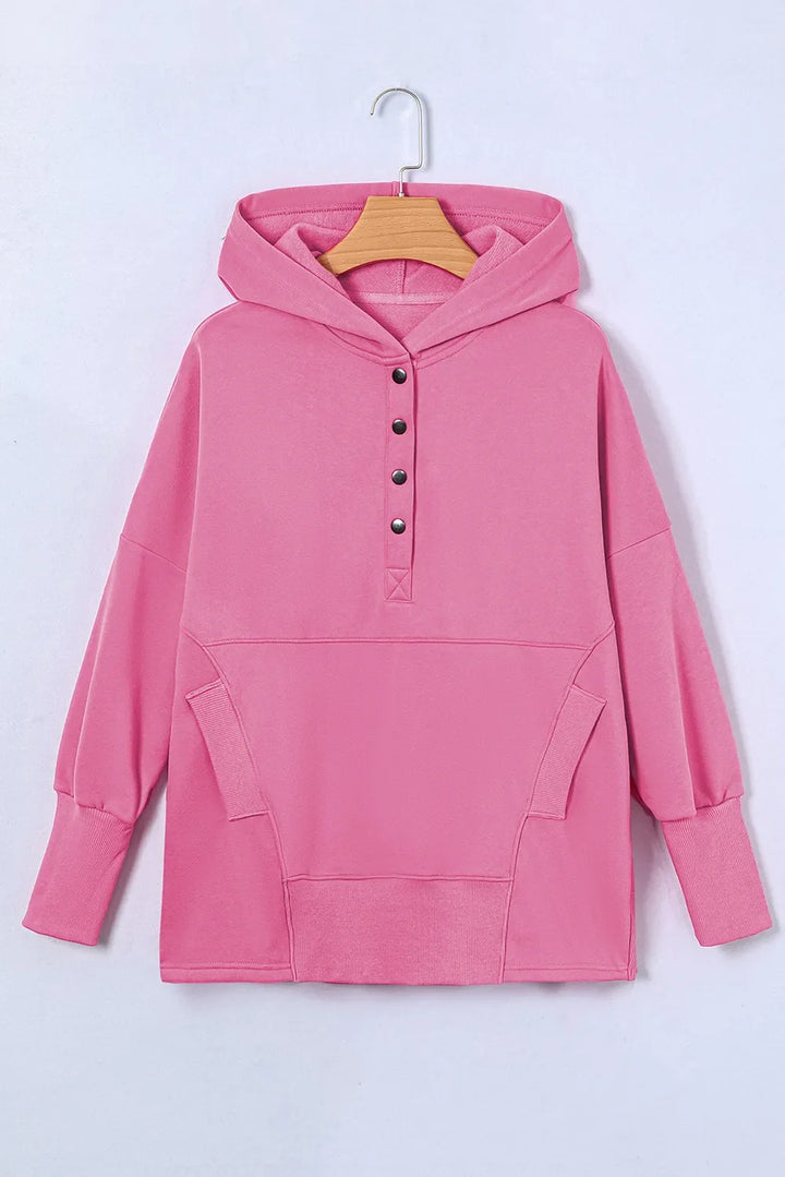 Quarter-Snap Dropped Shoulder Hoodie