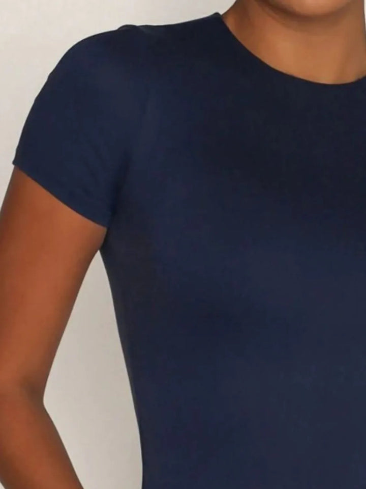Round Neck Short Sleeve Swim Top