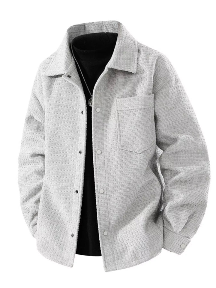 Men's Plus Size Textured Snap Down Shacket