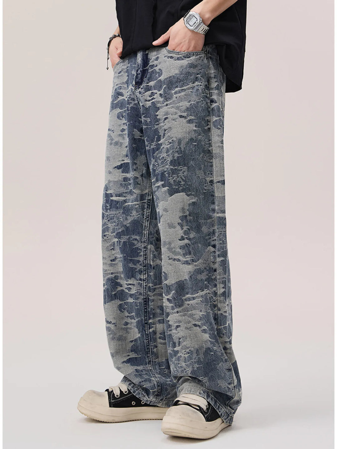 Men's Wash Wide Leg Jeans