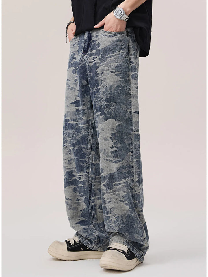 Men's Wash Wide Leg Jeans