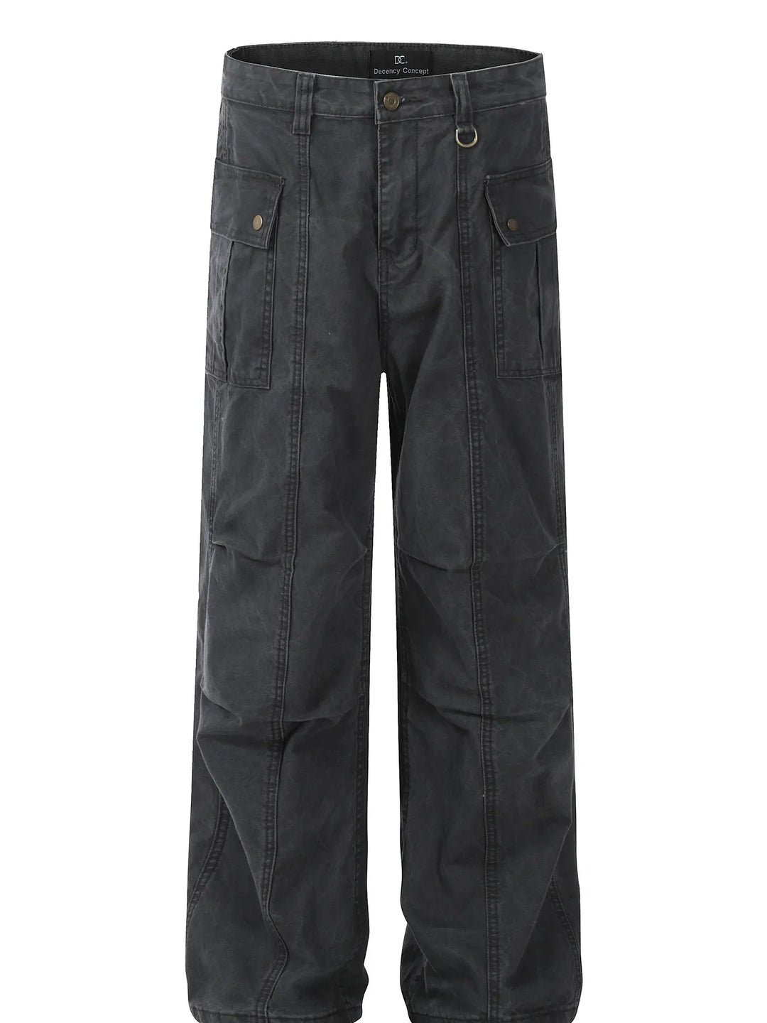 Men's Straight Cargo Jeans with Ruched Detail