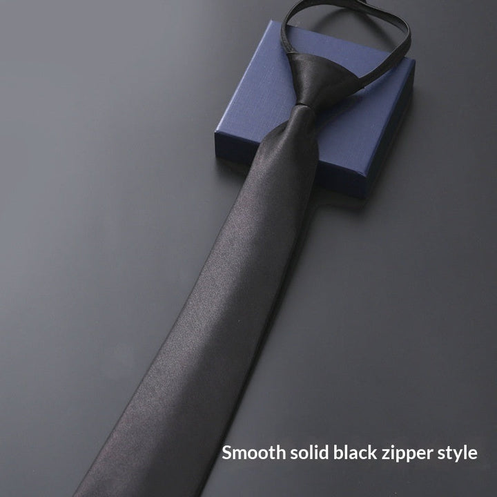 Mens Business Formal Zipper Tie With Blue Stripes