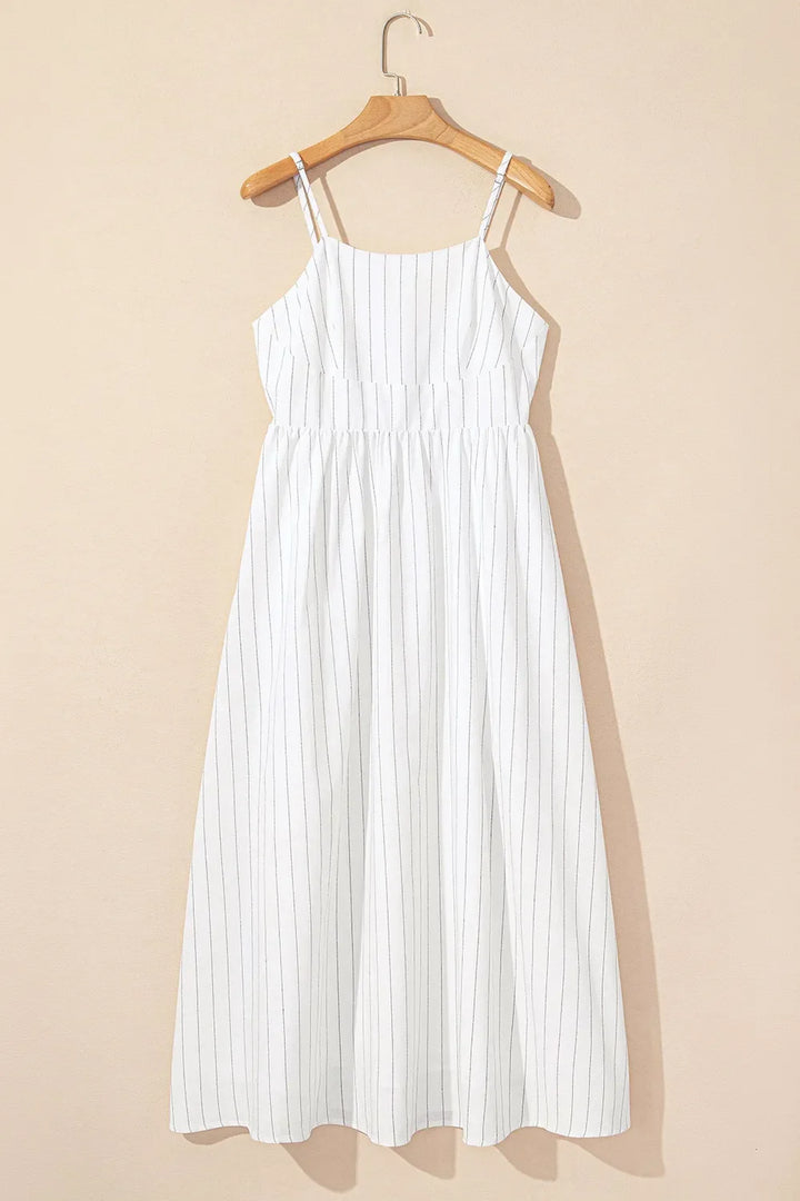 Stripe Square Neck Cami Dress with Pockets