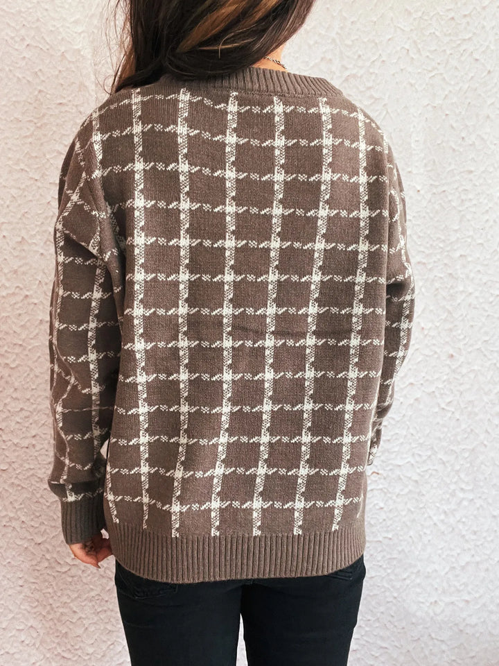 Plaid Pattern Zip Up Cardigan