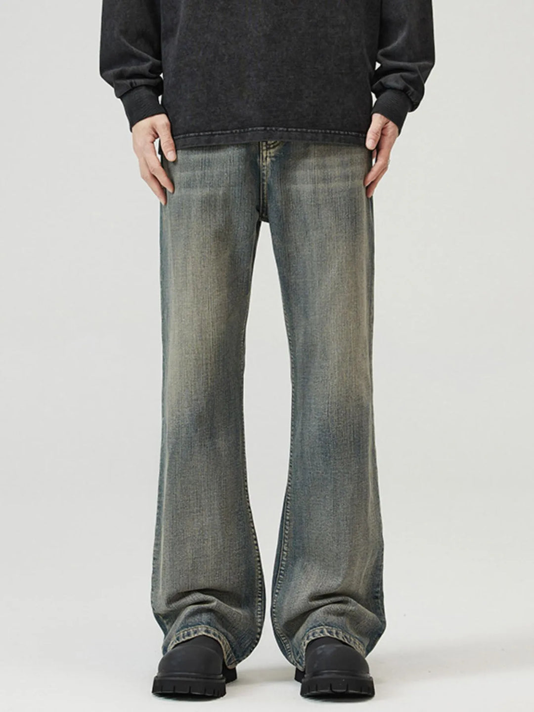 Men's Full Size Washed Straight Leg Jeans Plus Size