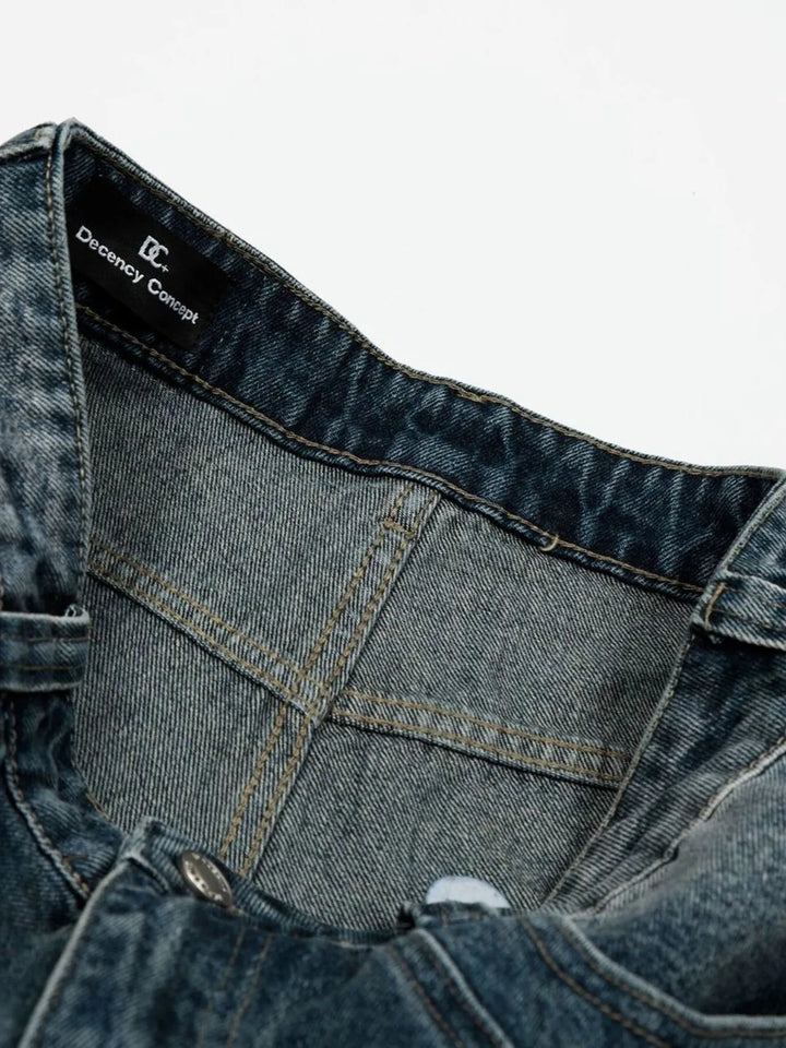 Men's Pearl Embellished Wide Leg Denim Shorts
