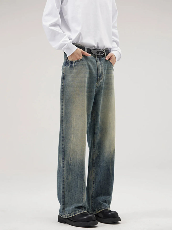 Men's Full Size Washed Wide Leg Jeans Plus Size