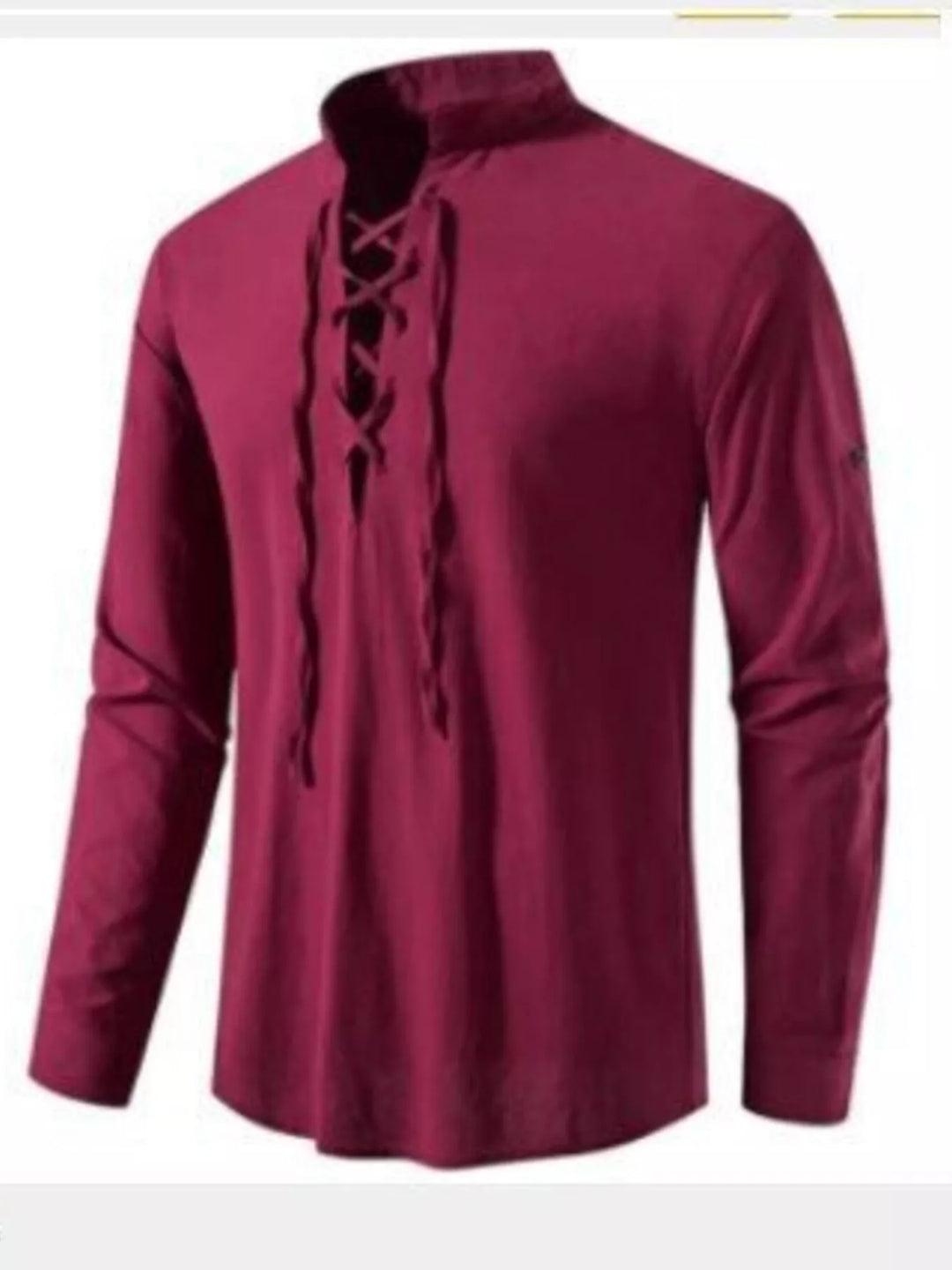 Men's Full Size Casual Lace-Up Long Sleeve Shirt Plus Size