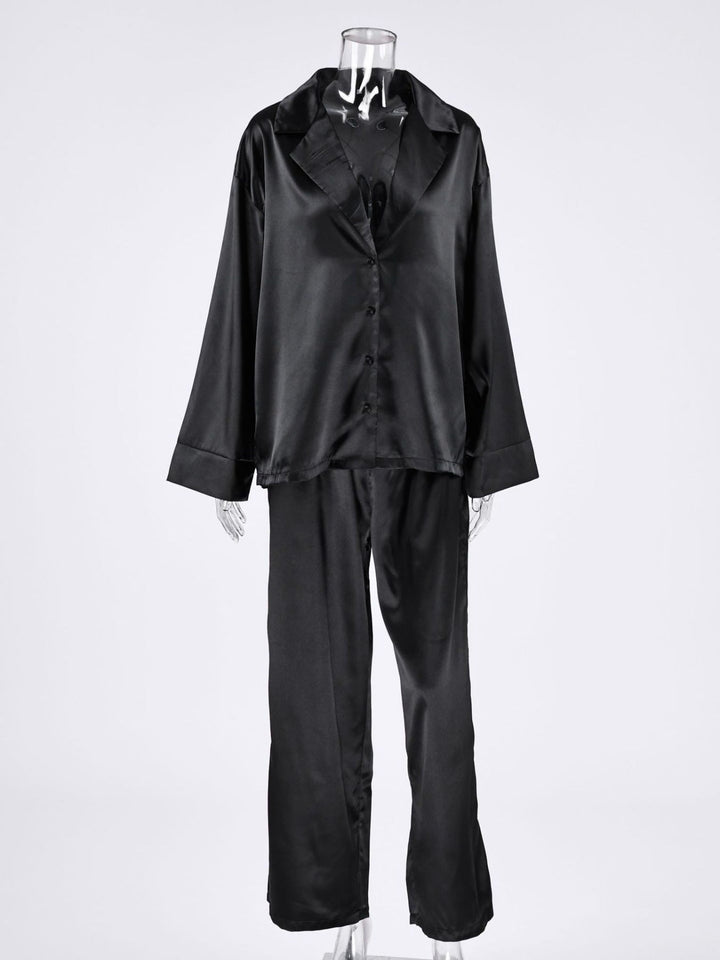 Long Sleeve Top and Wide Leg Pants Lounge Set
