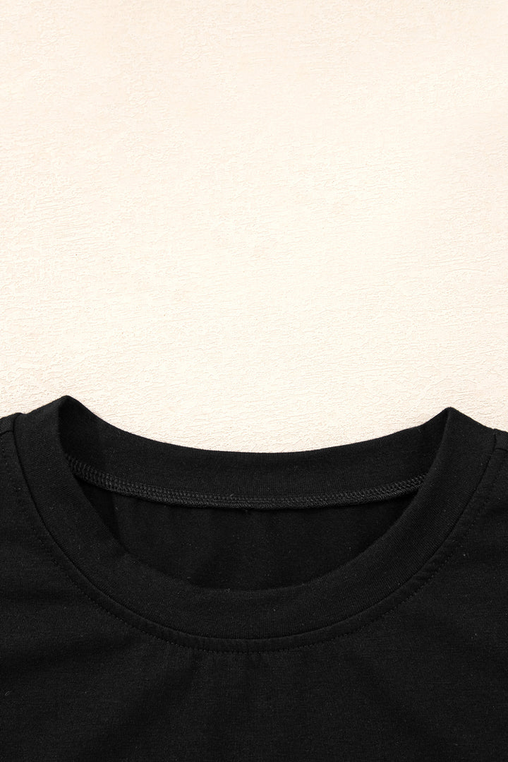 Black Lace Long Sleeve Insert Drop Shoulder Tee
