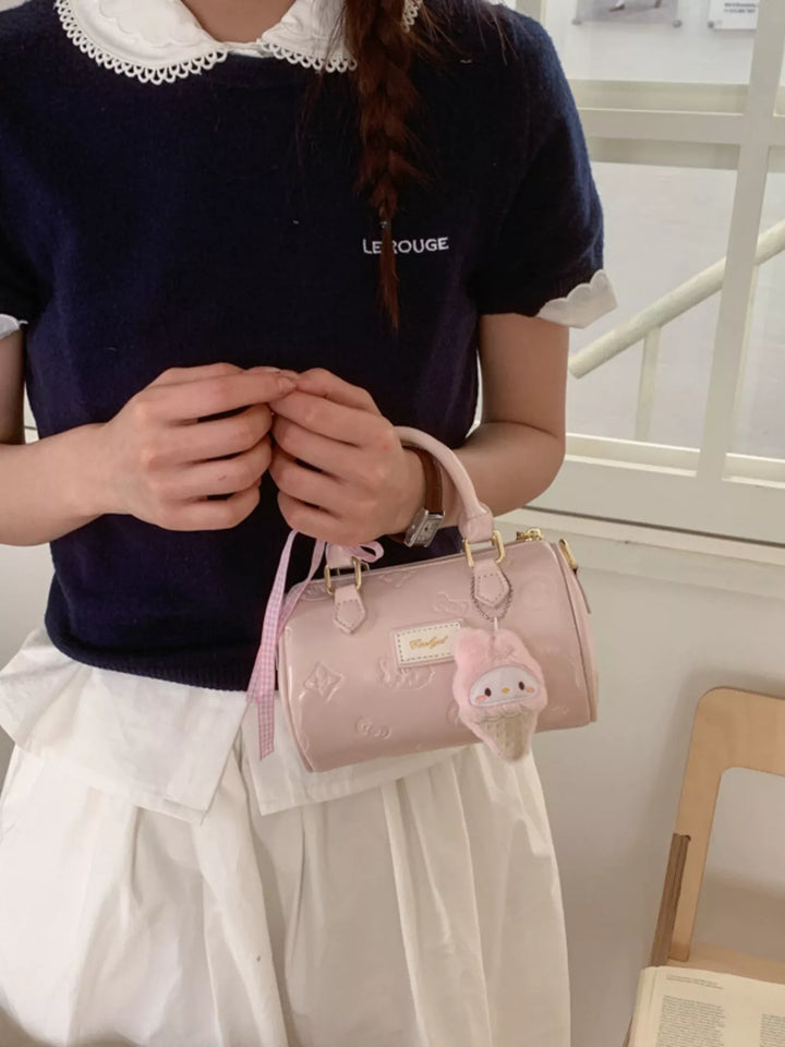 Embossed Pattern Cylinder Crossbody Bag