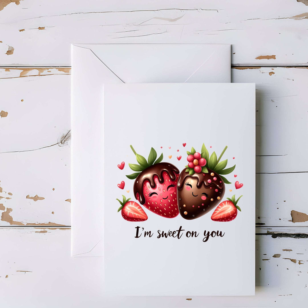 I’m Sweet on You Chocolate Strawberry Greeting Card - 5x7"