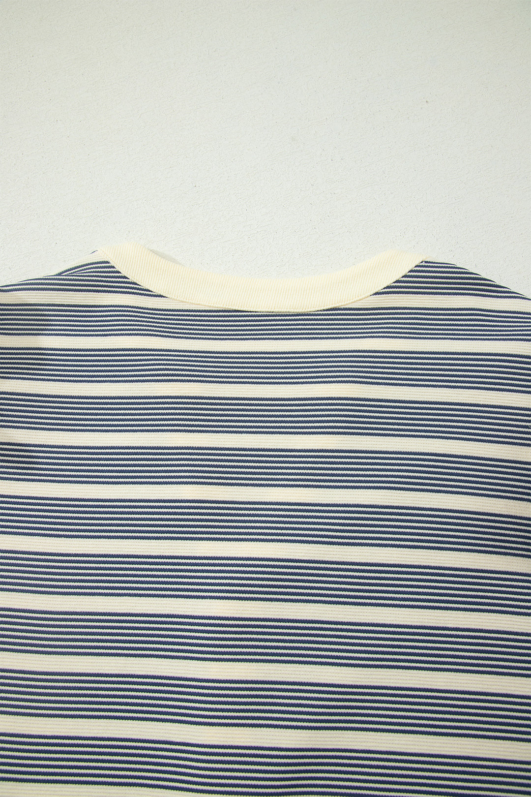 Blue Stripe Plus Size Contrast Trim Button V Neck Ruffle Sleeve Shift Dress