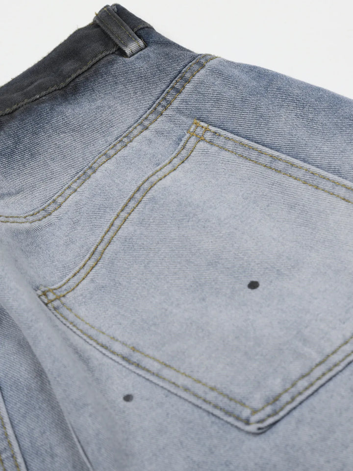Men's Gradient Curved Jeans with Seam Detail