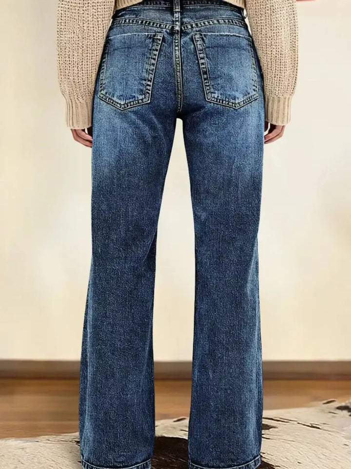 Vintage Wash Straight Leg Jeans