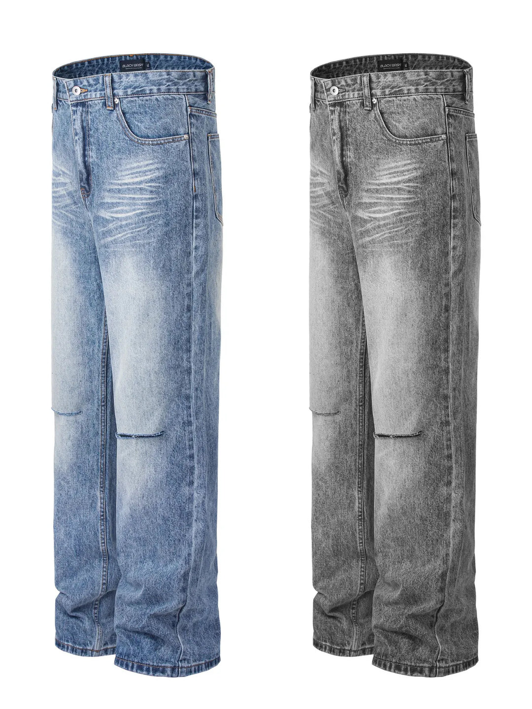 Men's Washed Distressed Relaxed Fit Jeans