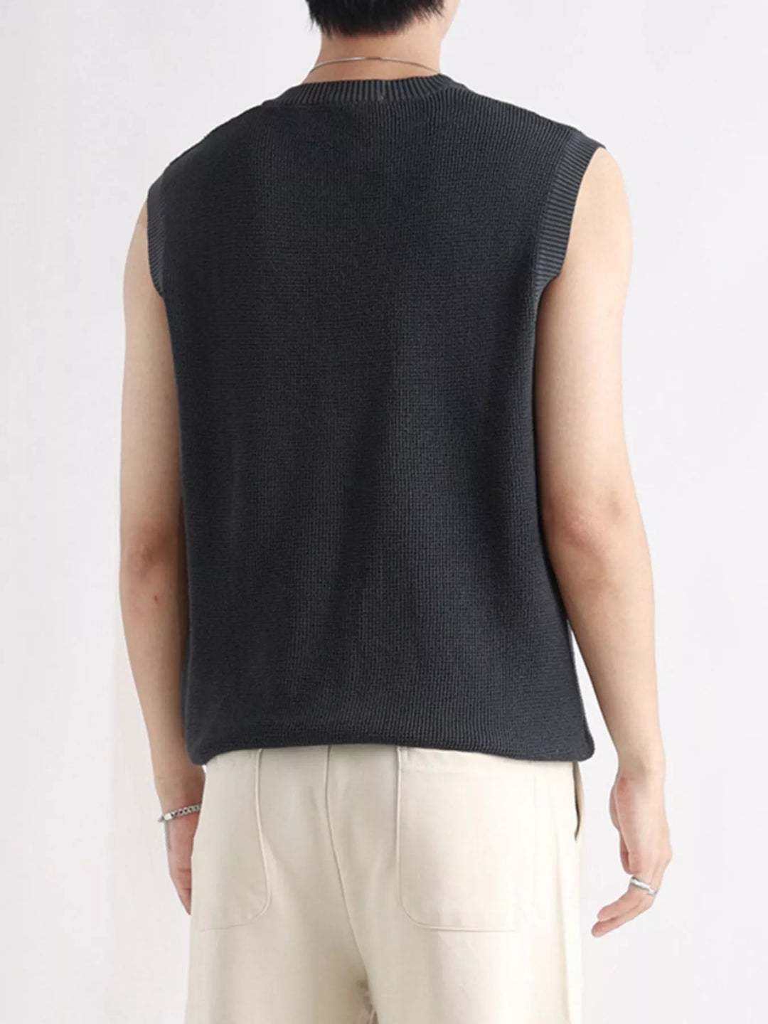 Men's Plus Size Knitted Zip-Up Tank