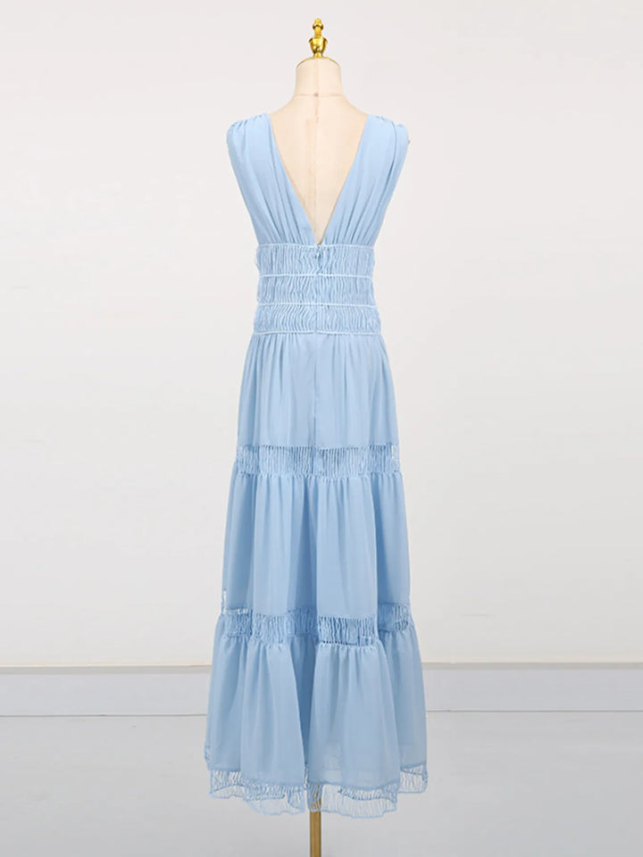 Tiered V-Neck Sleeveless Maxi Dress